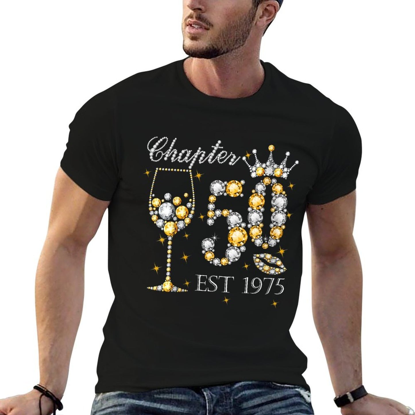 Womens Chapter 50 Est 1975 50th Birthday Decorations For Her Cotton T-Shirt