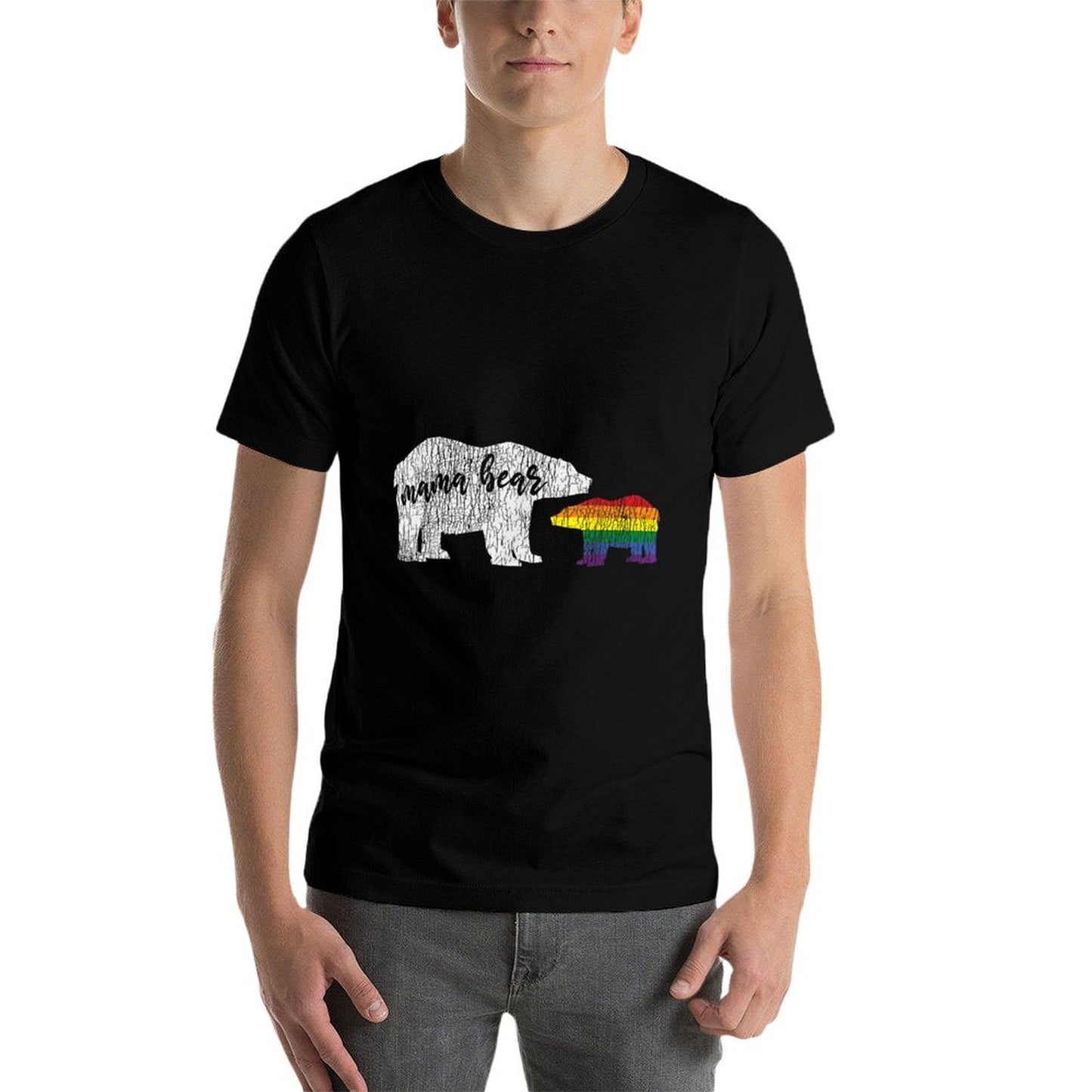 Vintage Mama Bear Love Proud Mom Family Matching Gay LGBTQ Cotton T-Shirt