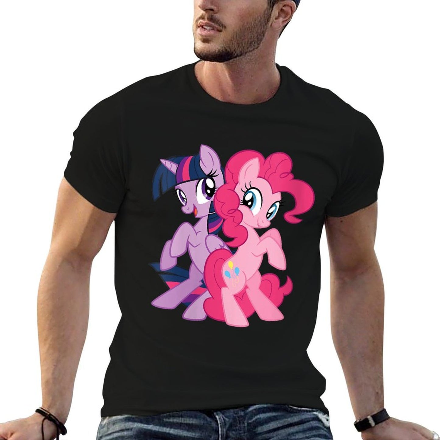 Womens Twilight Sparkle And Pinkie Pie Back To Back High-quality Stitching T-Shirt