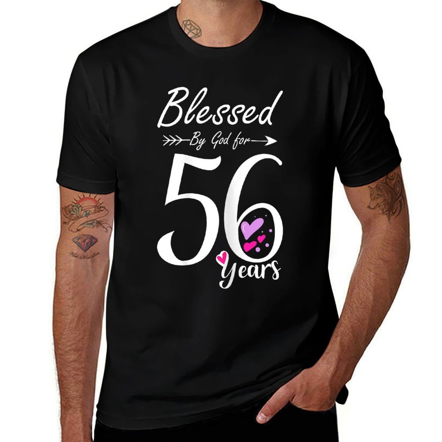 56th Birthday Gift And Blessed for 56 Years Birthday  Polyester Blend T-Shirt