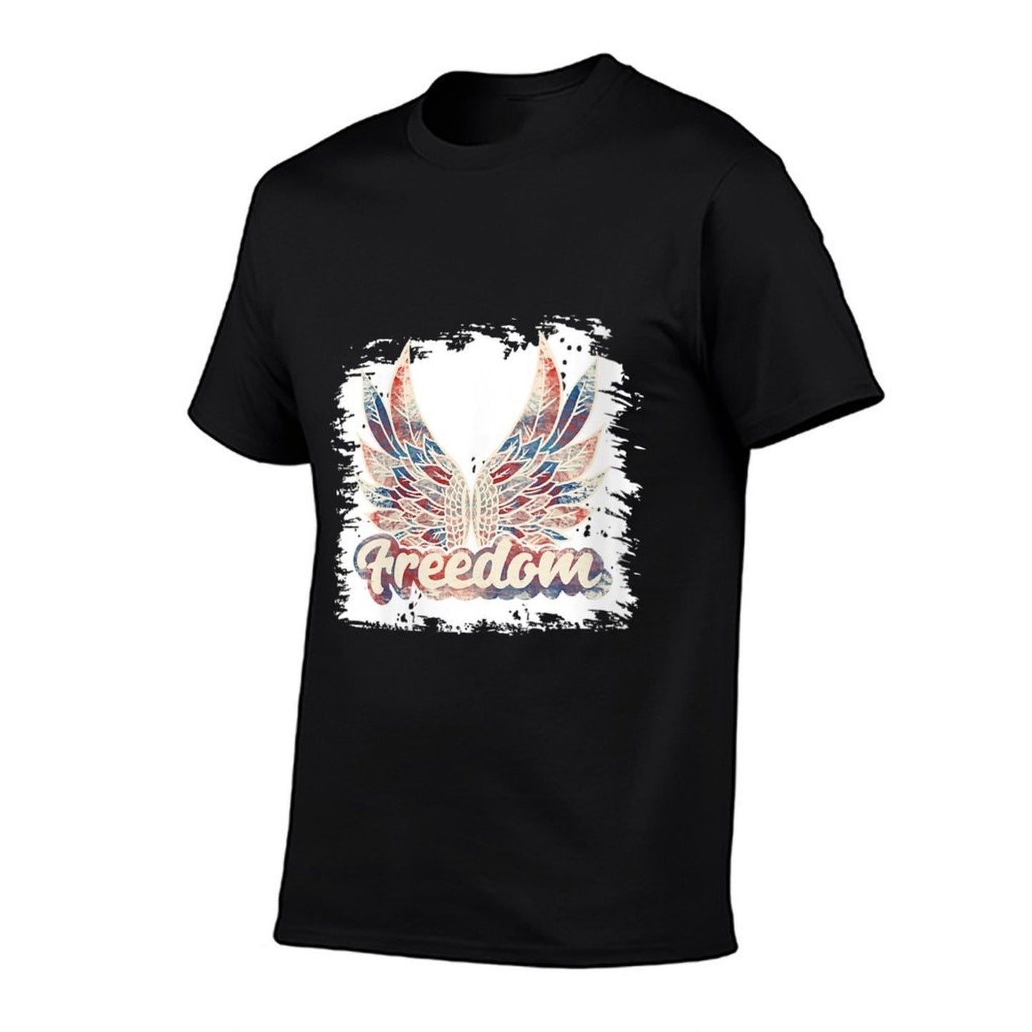 Womens Bleached July 4th Freedom Wings Patriotic USA Angel Wings  Breathable T-Shirt