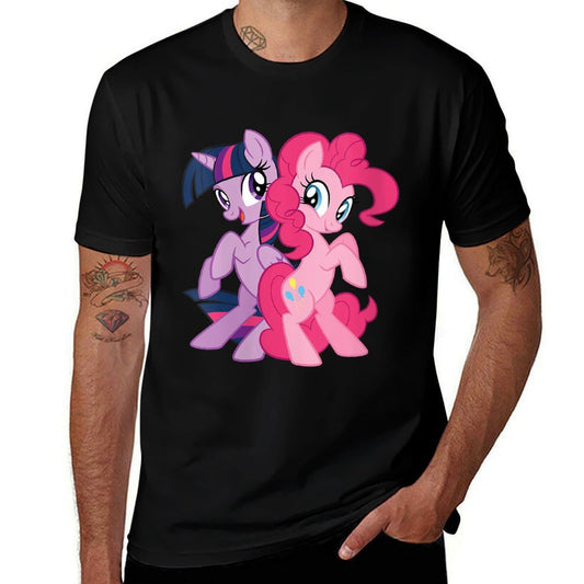 Womens Twilight Sparkle And Pinkie Pie Back To Back  High-quality Stitching T-Shirt