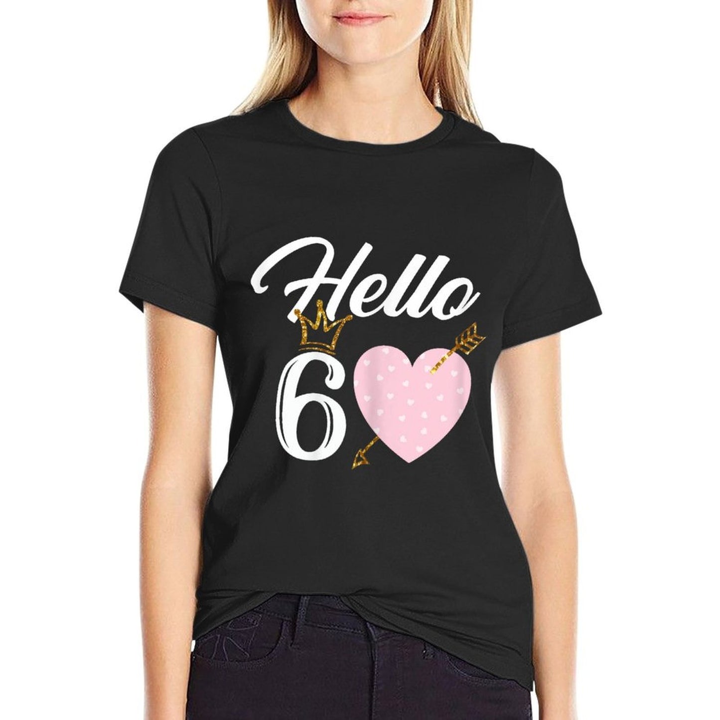 60th Birthday Shirt Hello 60 with Crown  Easy-care T-Shirt
