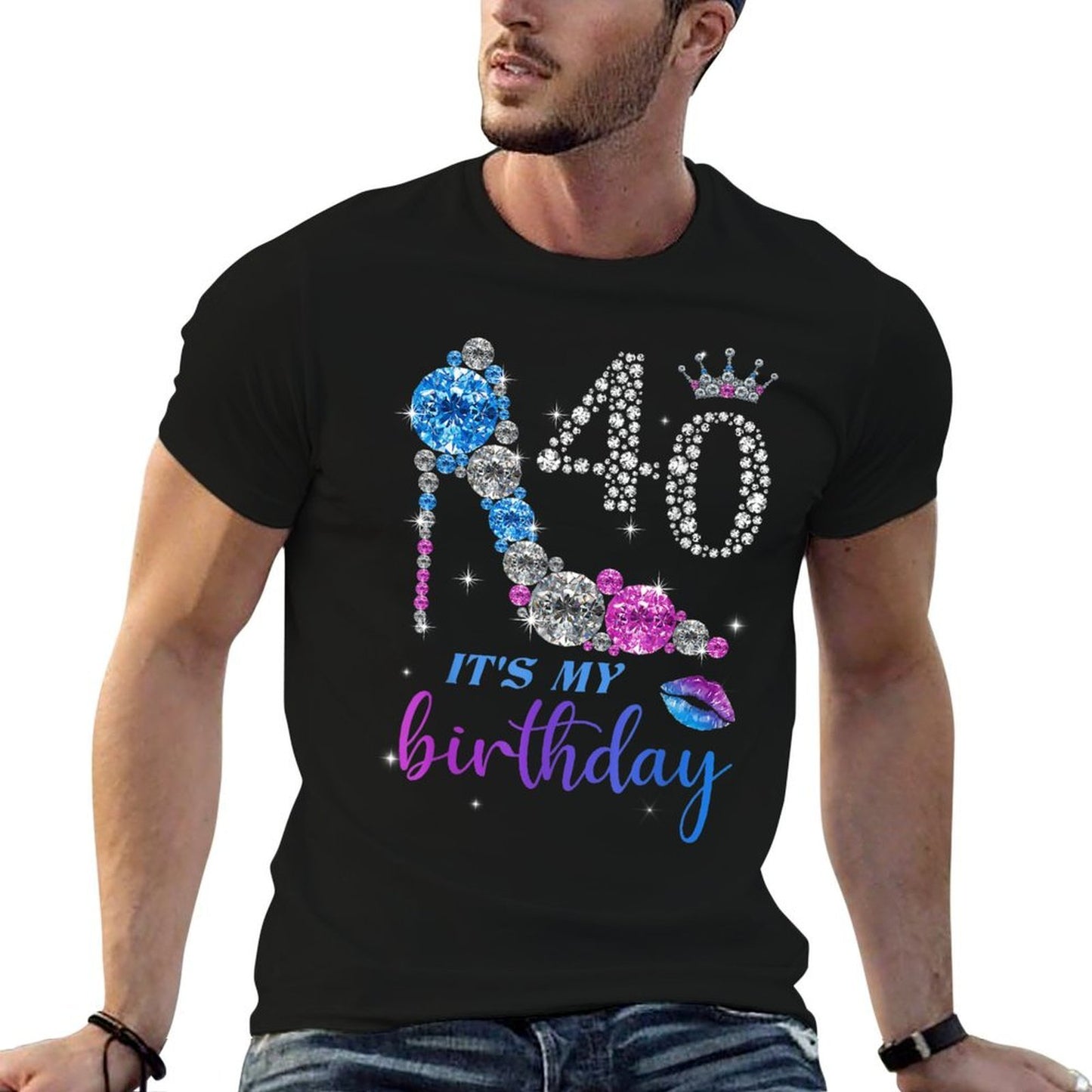 Women It's My 40th Purple Shoe Crown Happy 40th Birthday  Fade-proof Color T-Shirt