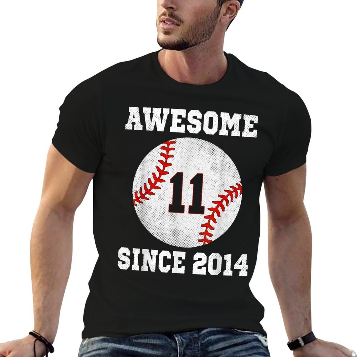 11th Birthday Baseball Player 11 Years Old Vintage Sports  Wrinkle-resistant T-Shirt