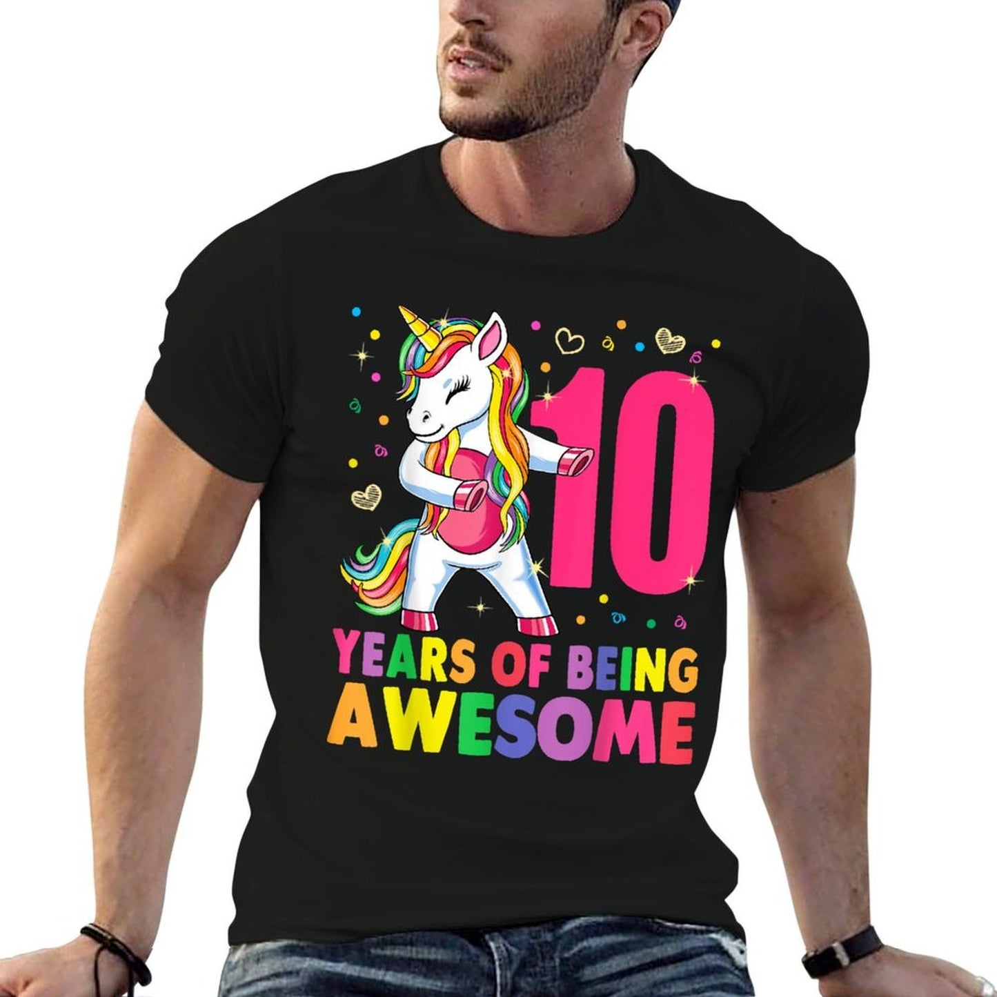 10 Years Old Unicorn Flossing 10th Birthday Girl Unicorn  Graphic-printed T-Shirt