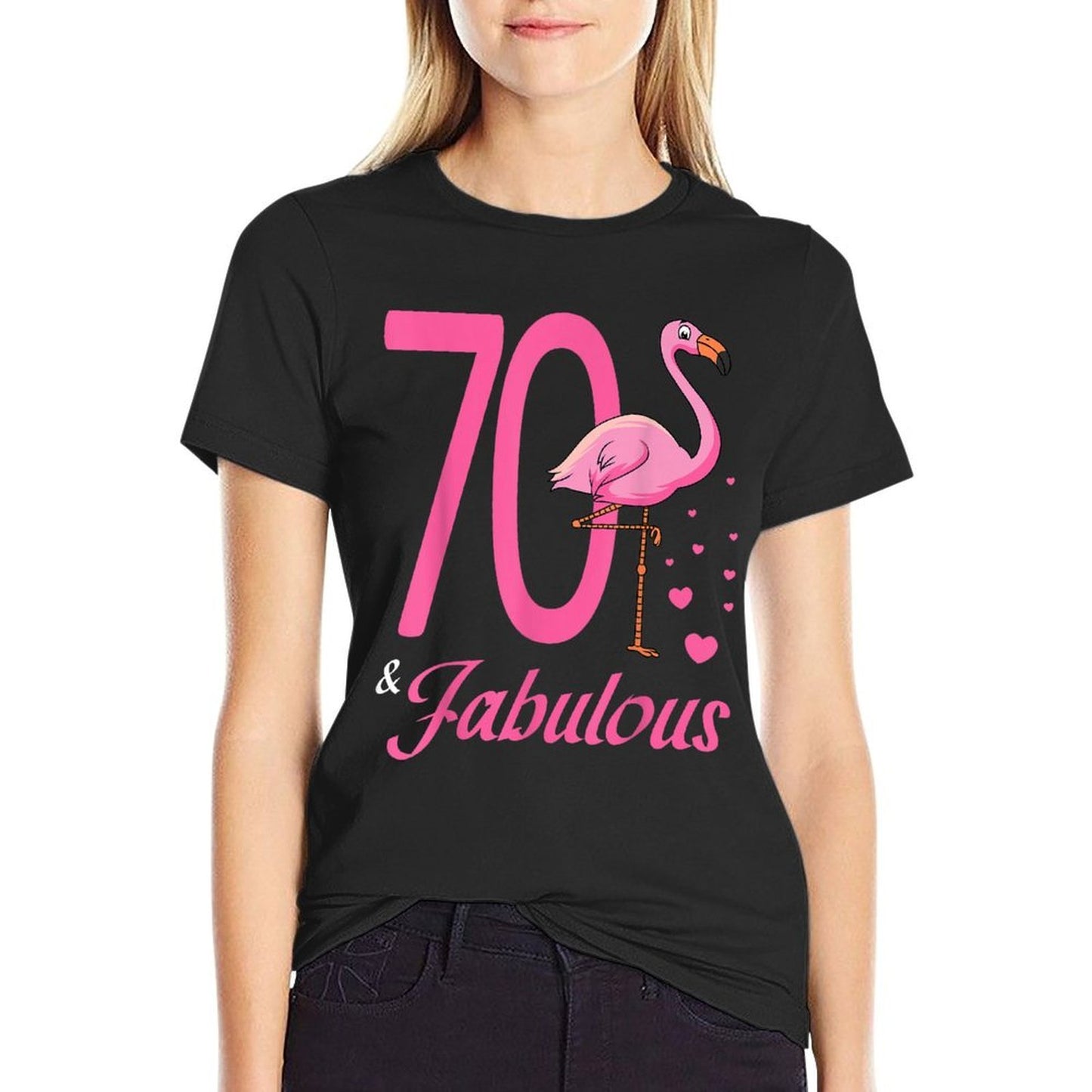 70 & Fabulous Flamingo Birthday 70th Party Celebration  Tagless Design T-Shirt