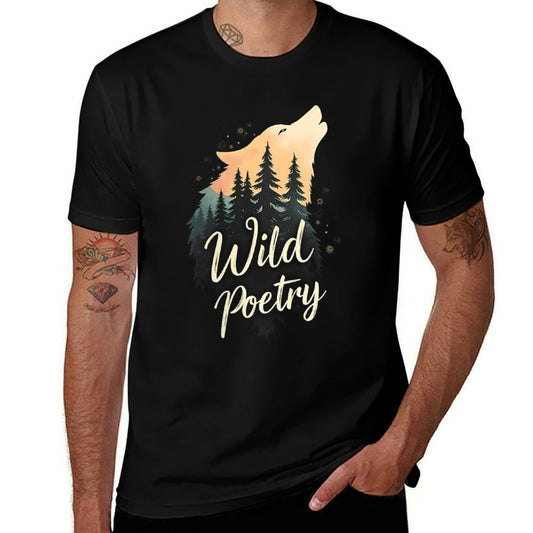 Womens Wild Poetry Wolf - Forest Wolf Graphic for Nature Lovers  Graphic-printed T-Shirt