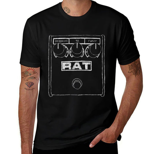Vintage Music Rat Distortion Pedal Bass Guitar Style  Fade-proof Color T-Shirt