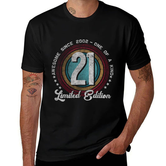 Vintage 2002 21 Year Old Gifts Limited Edition 21st Birthday  Heathered Texture T-Shirt