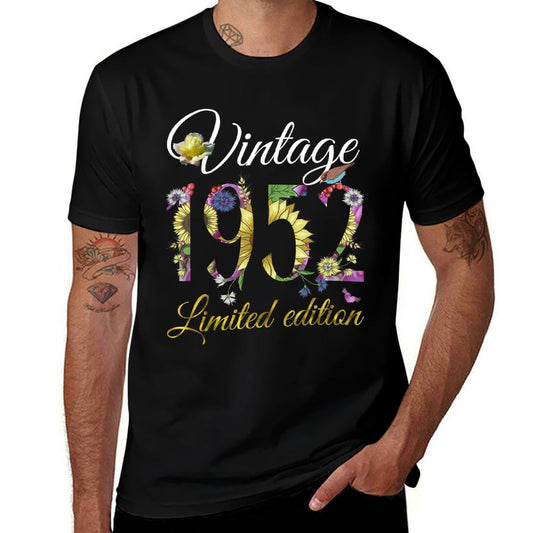 Vintage 1952 70 Year Old Sunflowers Floral 70th Birthday  Stretchy T-Shirt