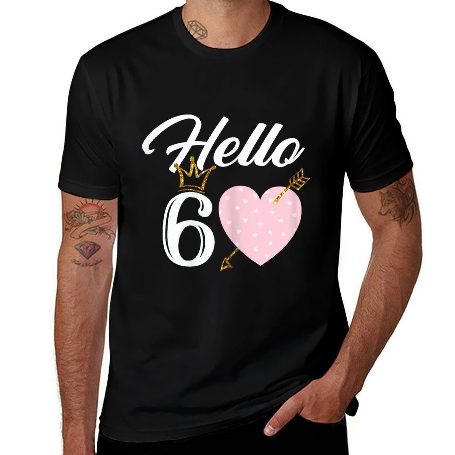 60th Birthday Shirt Hello 60 with Crown  Easy-care T-Shirt