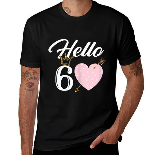 60th Birthday Shirt Hello 60 with Crown  Easy-care T-Shirt