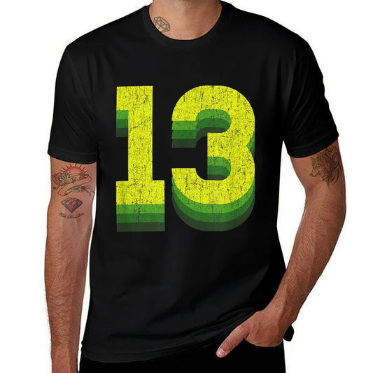 13 Vintage Lucky Number 13th Year Birthday Age Sports  Relaxed-fit T-Shirt
