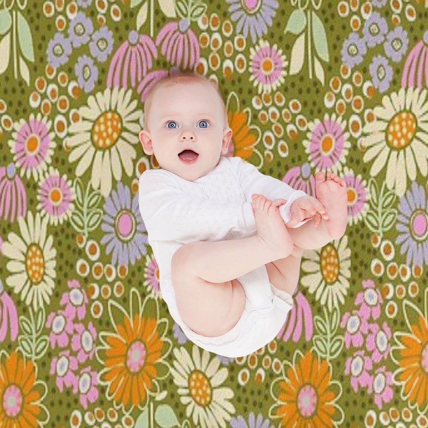 70s Floral Premium Throw Blanket