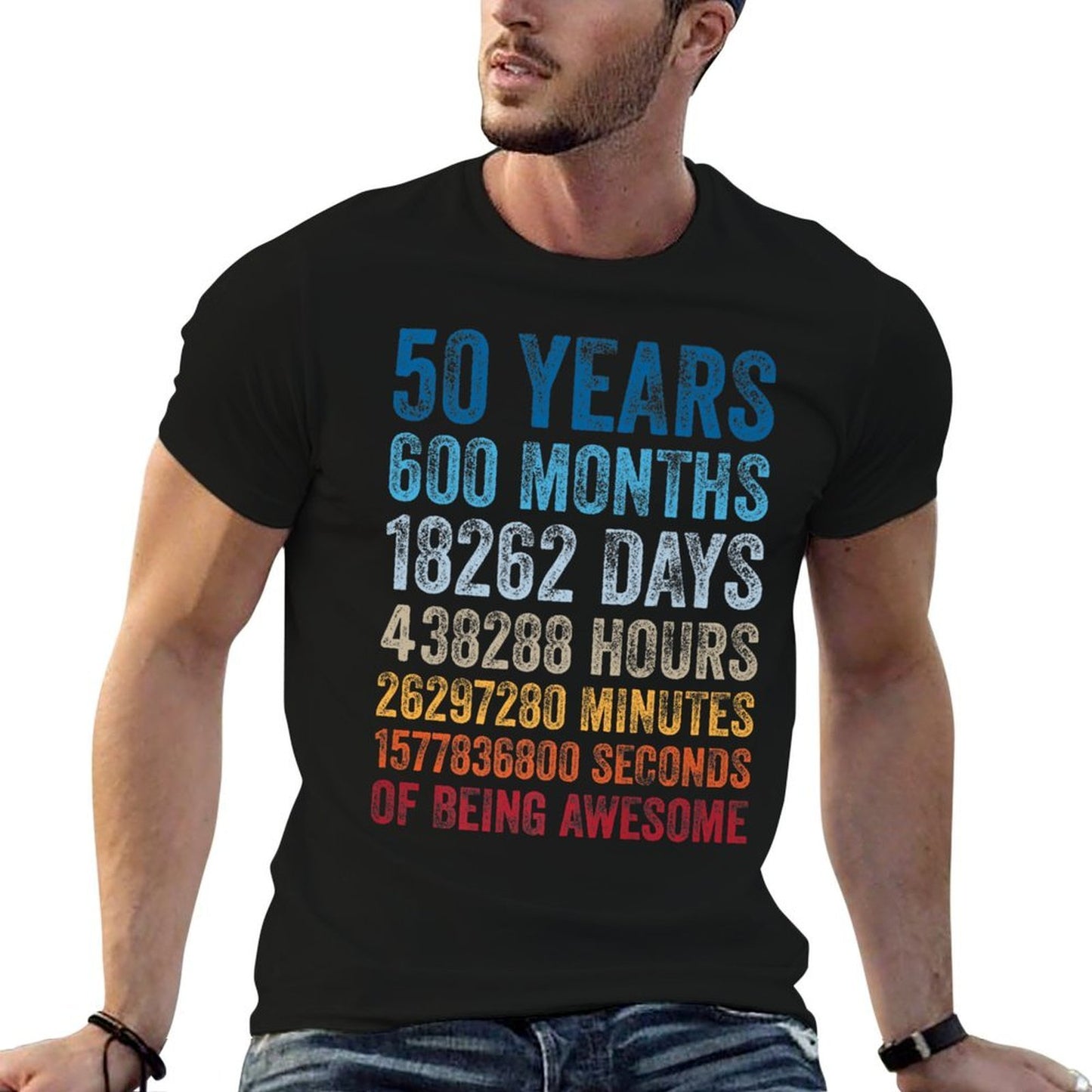 50 Years of Being Awesome Days Hours Minutes 50th Birthday Premium  Moisture-wicking T-Shirt