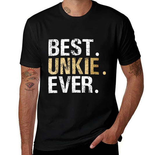 Unique Christmas Birthday Fathers Day Gifts Shop Best Unkie Ever Special Uncle Black Modern Classic Letter Print  Fade-proof Color T-Shirt