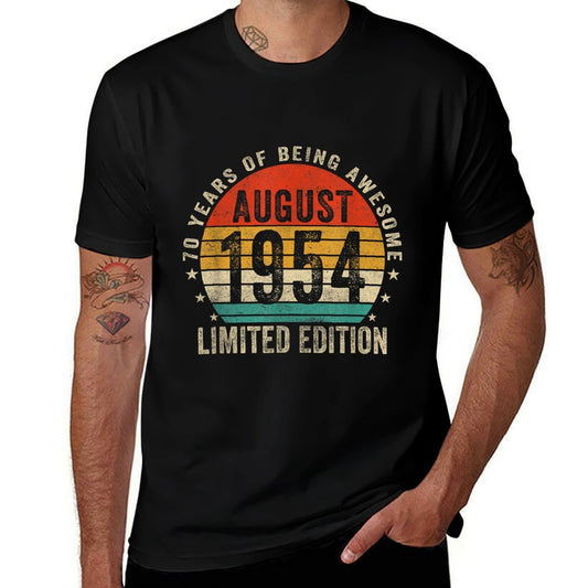 Vintage August 1954 70 Year Old Gift Men Women 70th Birthday Comfortable T-Shirt