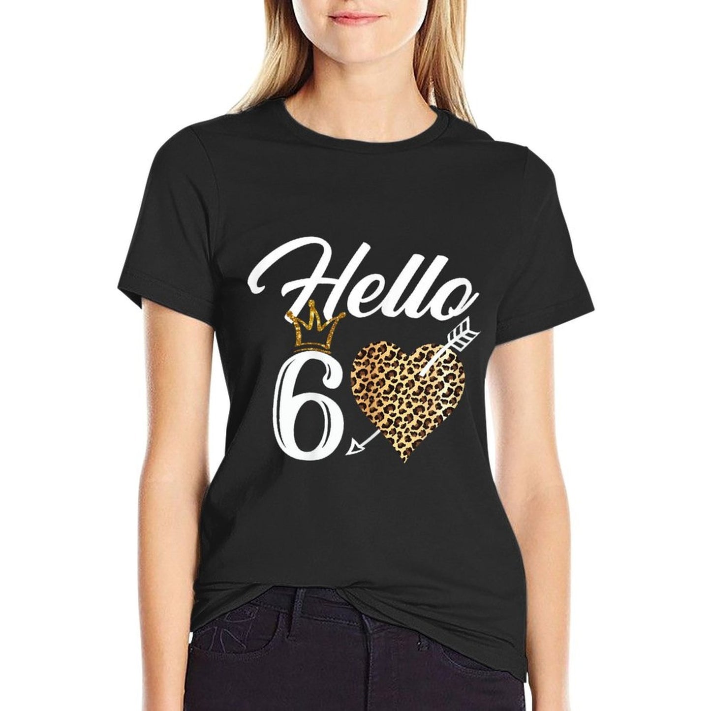 60th Birthday Shirt Hello 60 with Leopard  Trendy Pattern T-Shirt