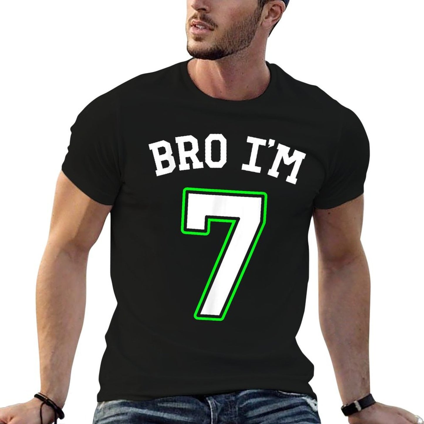 7th Birthday Boys 7yo Girls Bro I'm 7  Moisture-wicking T-Shirt