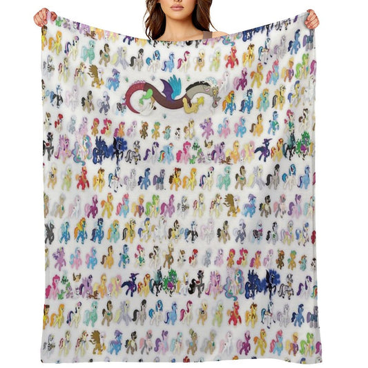 100 PONIES MEGA-PATTERN Sustainable Throw Blanket