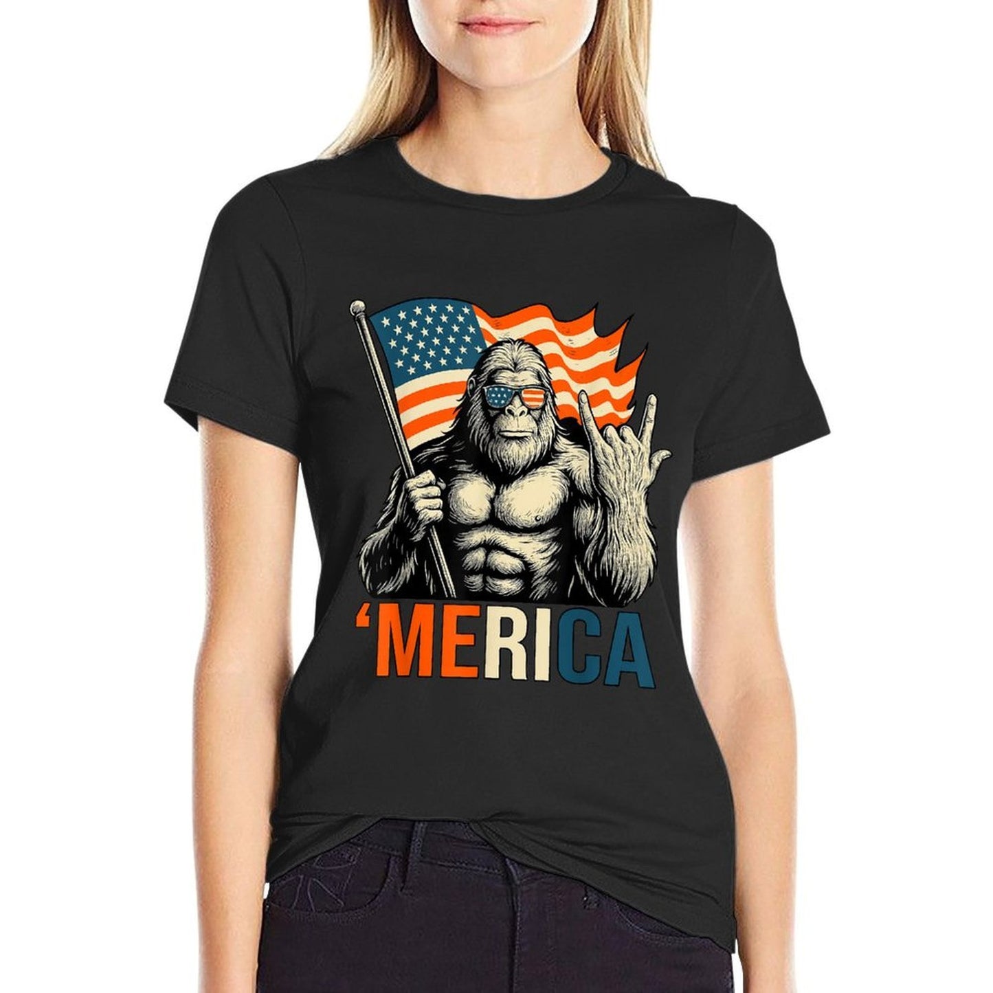 ‘Merica Gorilla Sunglasses Funny Patriotic  Relaxed-fit T-Shirt