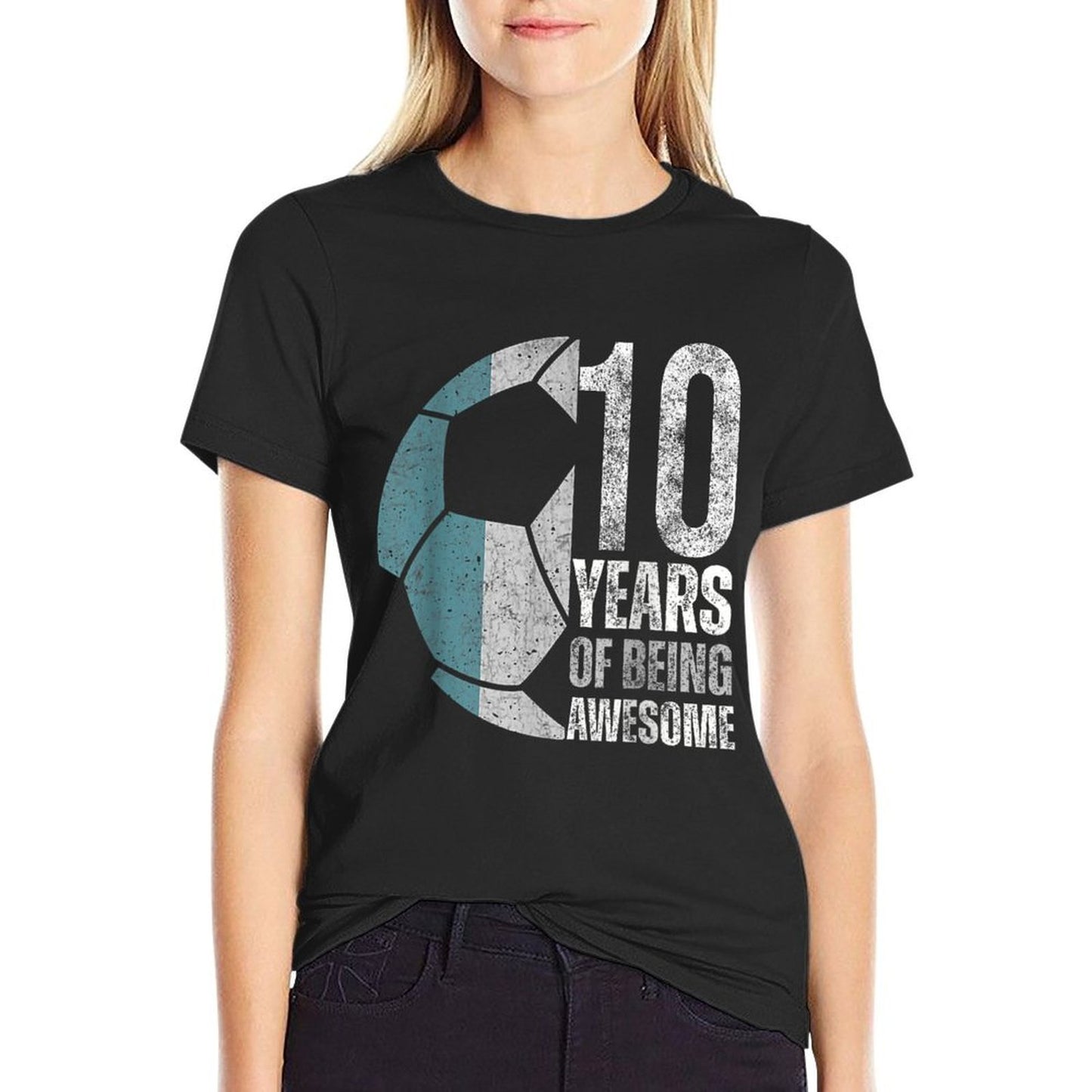 10 Years Of Being Awesome Soccer 10th Birthday  Vintage-inspired T-Shirt