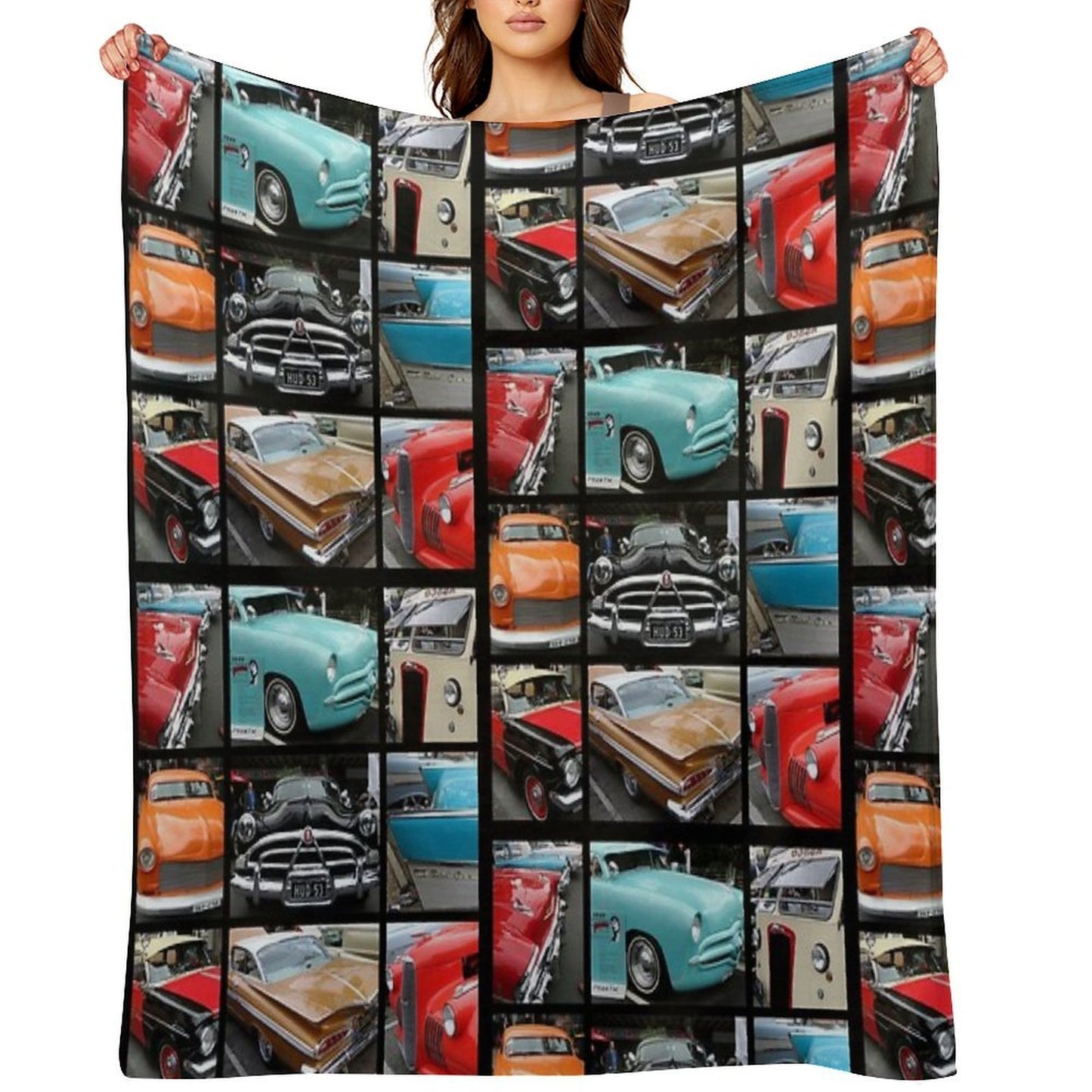 Vintage Car Collage Versatility Throw Blanket