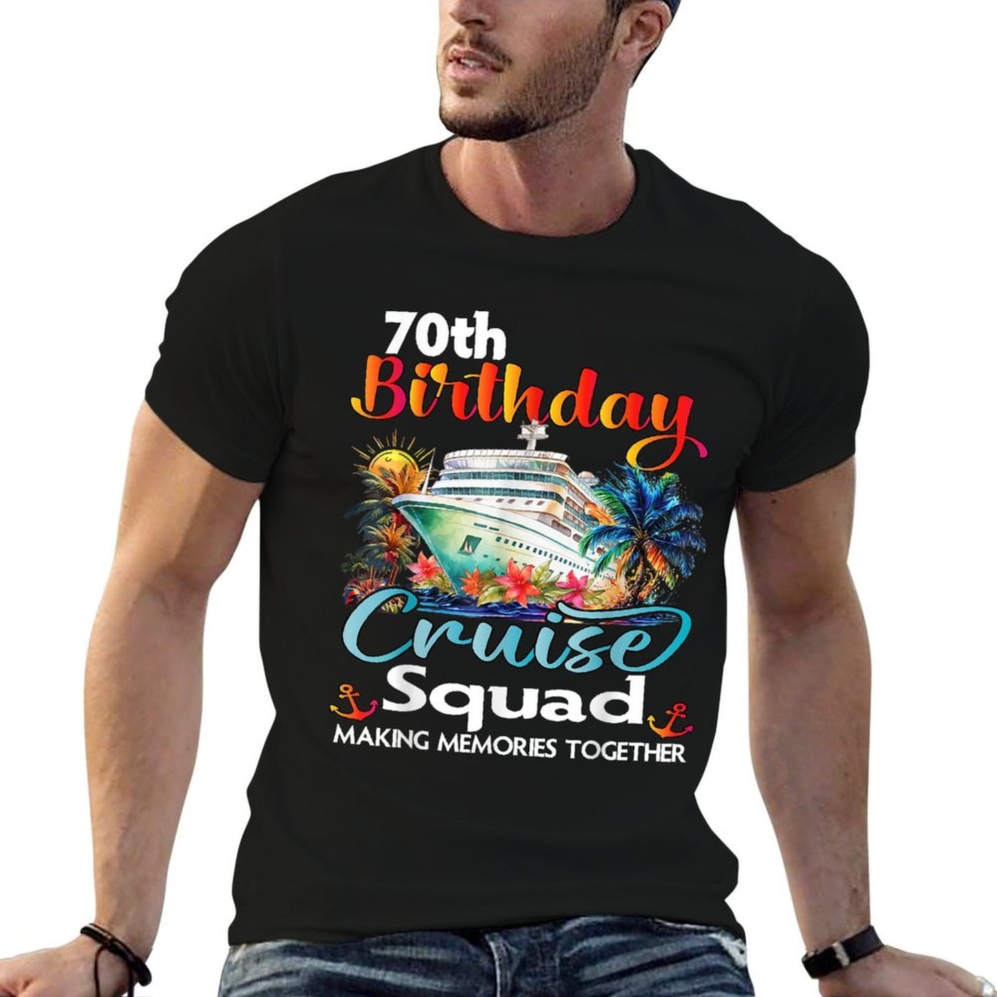 70th Birthday Cruise Squad Friends Family Vacation Matching  Moisture-wicking T-Shirt
