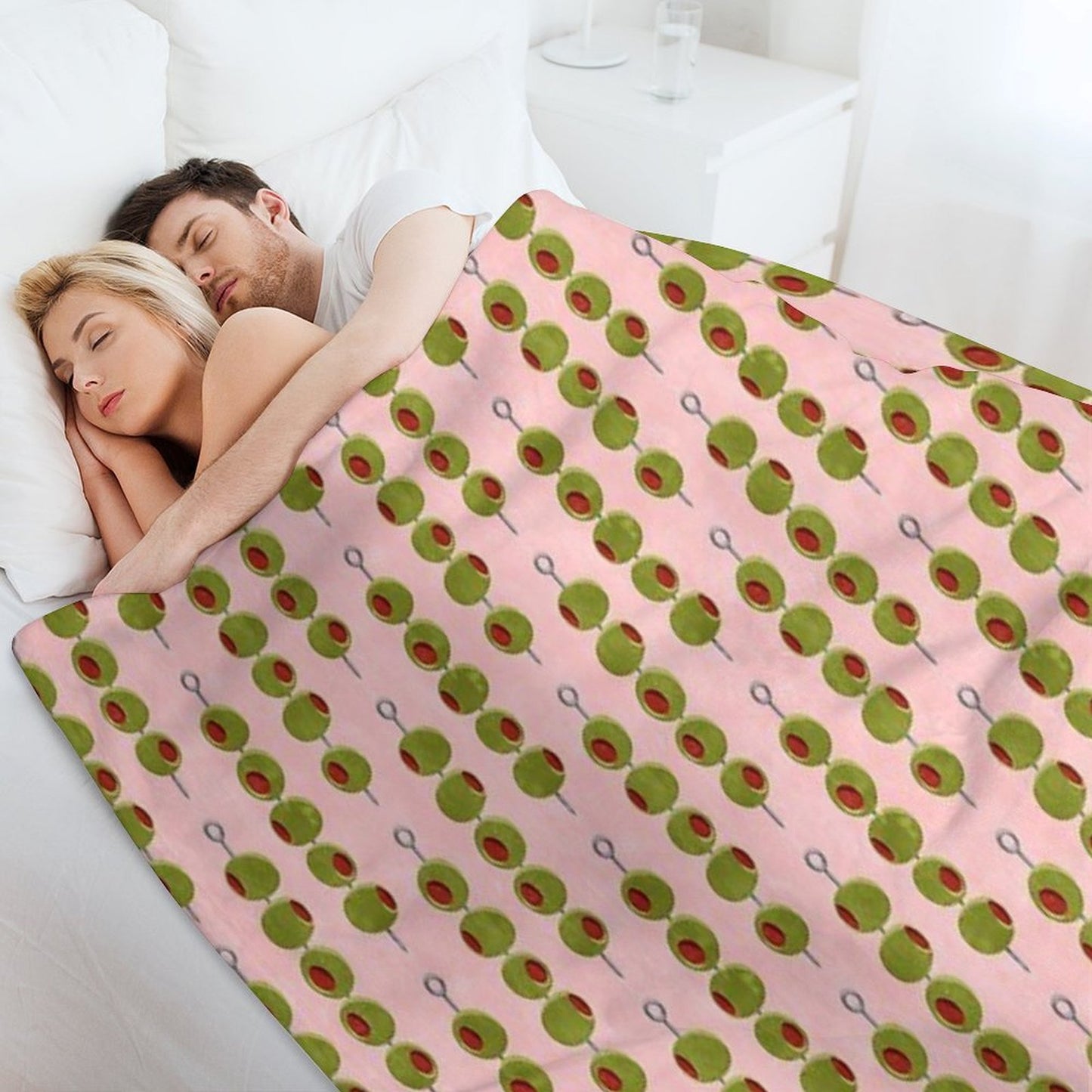 Martini Cocktail Olives  - Olives on A Stick (pink) Machine-washable Throw Blanket