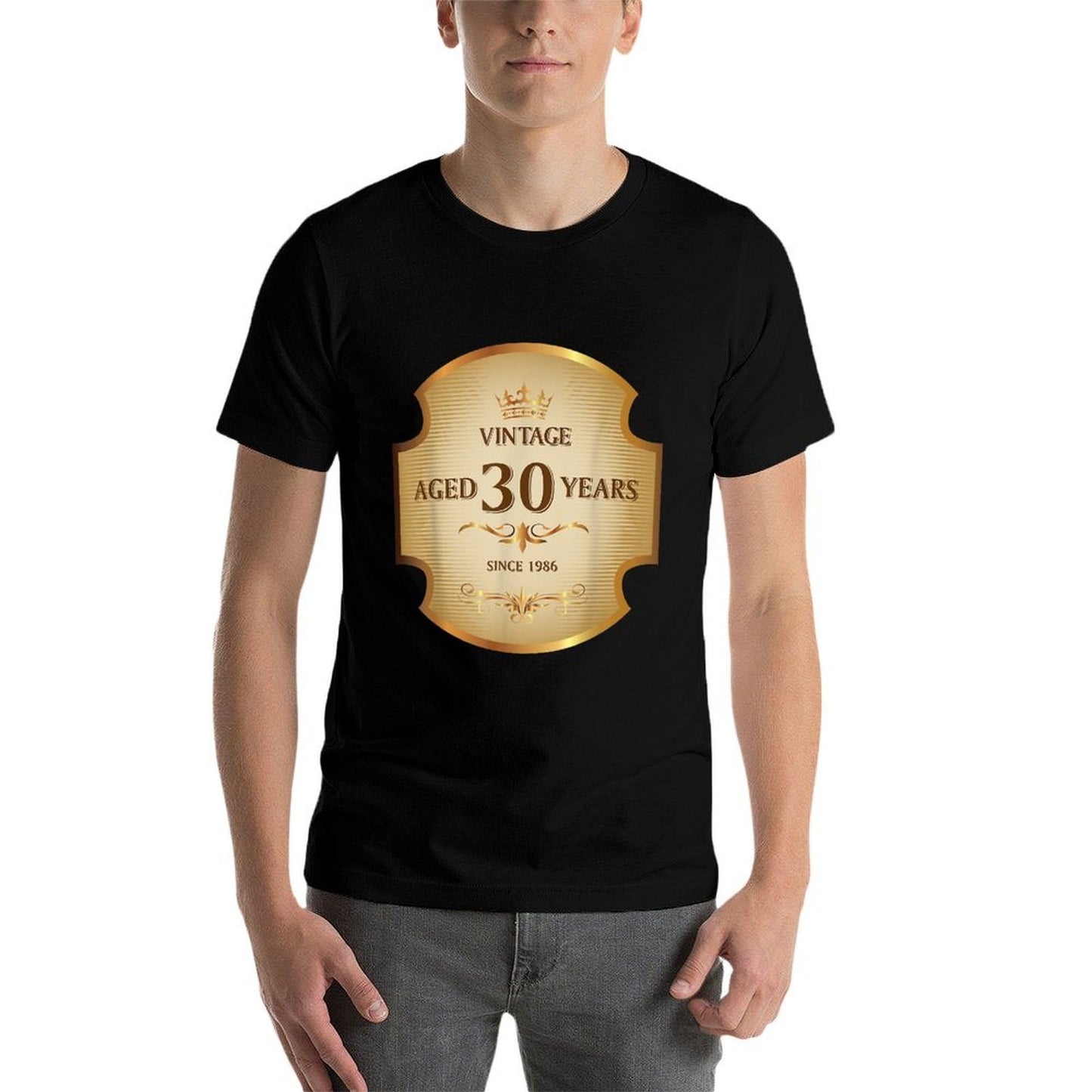 30th Birthday T Shirt, Vintage Aged 30 Years, Whiskey Label  Summer-ready Fabric T-Shirt