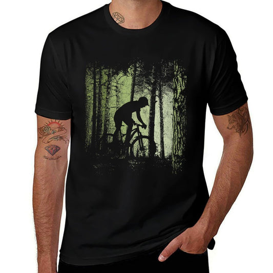 Womens Twilight Forest Trail Bike Cyclist Offroad Downhill MTB  Heathered Texture T-Shirt