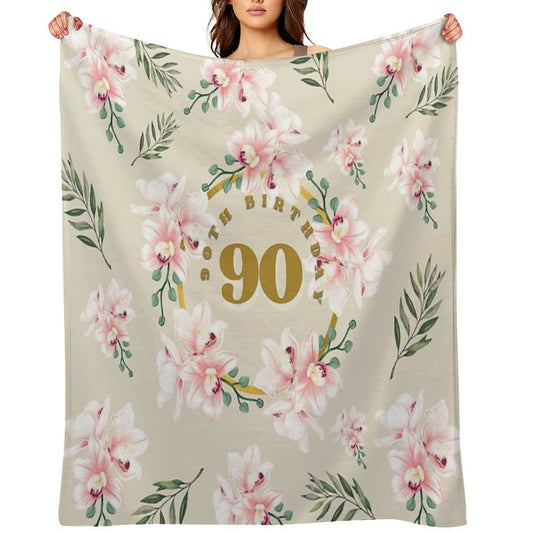 90th Happy Birthday Shrink-resistant Throw Blanket