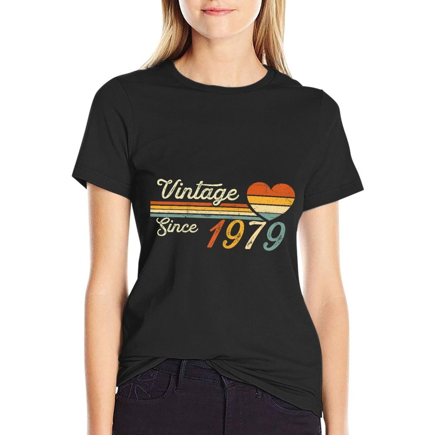 Vintage Born in 1979 Birthday Ladies  Heathered Texture T-Shirt