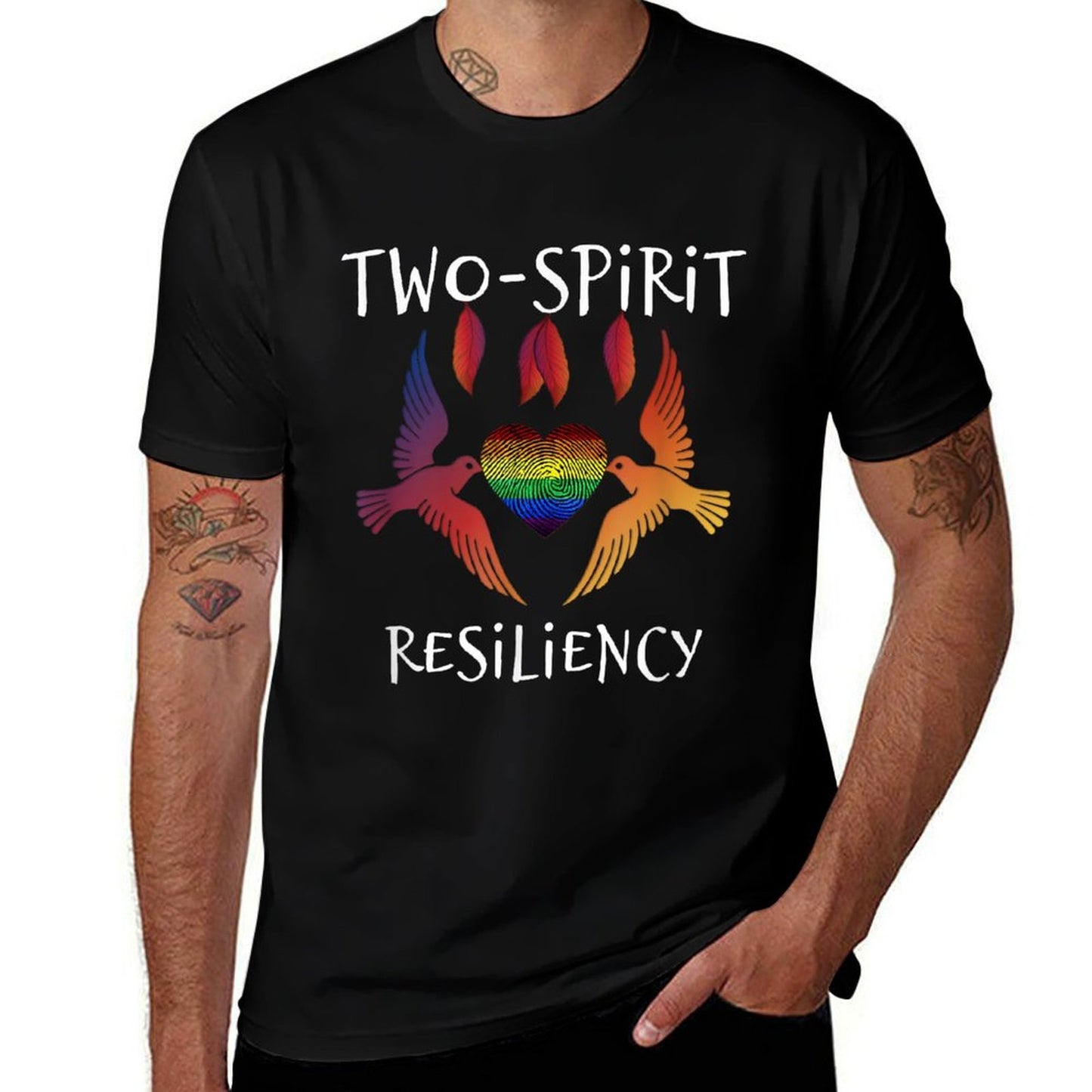 Two-Spirit Resiliency Indigenous Native American LGBTQ Pride  Polyester Blend T-Shirt