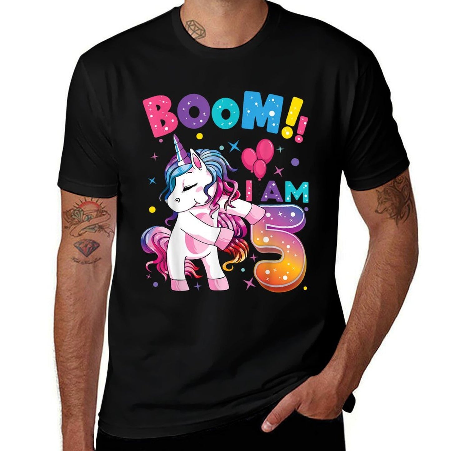 5 Years Old Unicorn Flossing 5th Birthday Girl Unicorn Party  Slim-fit Cut T-Shirt