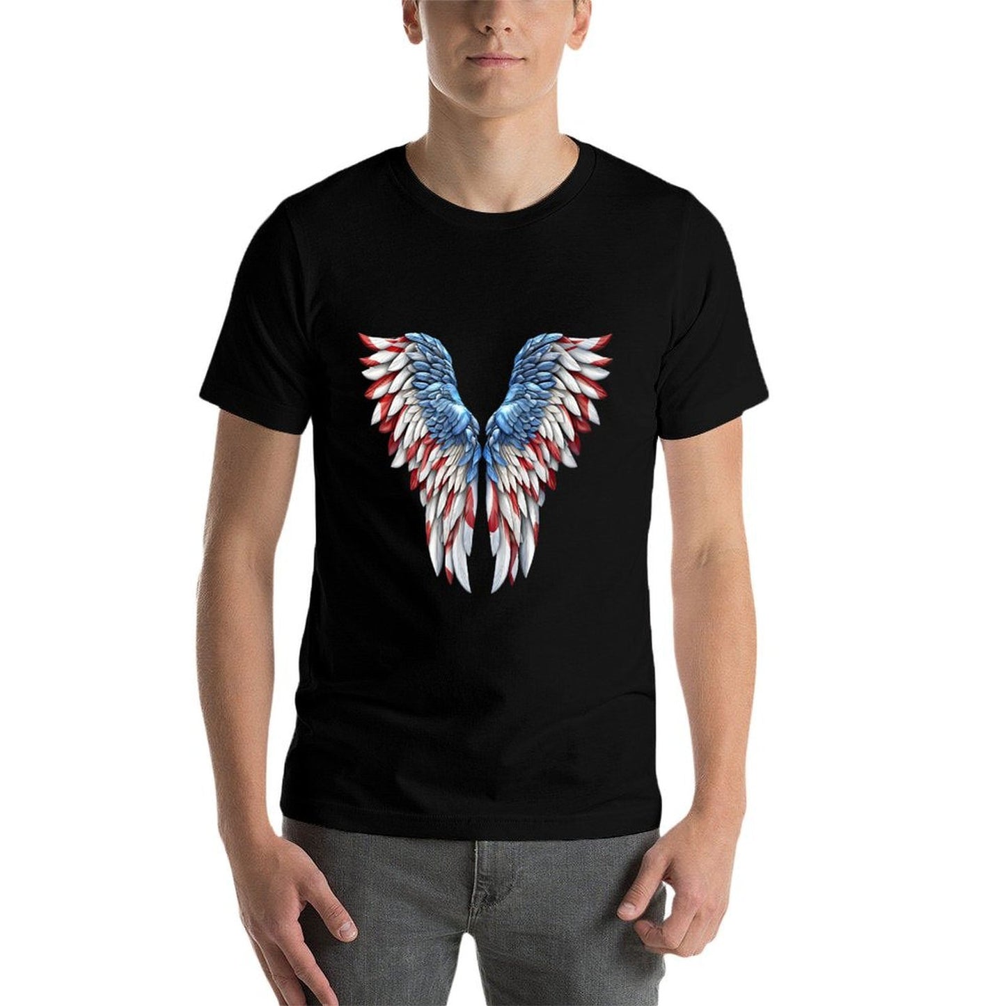 Veterans Day, 4th of July Patriotic Wings Angel Usa Flag Premium  Wrinkle-resistant T-Shirt
