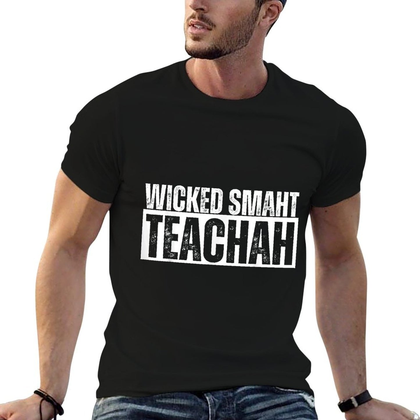 Wicked Smaht Teachah Wicked Smart Teacher Distressed  Slim-fit Cut T-Shirt