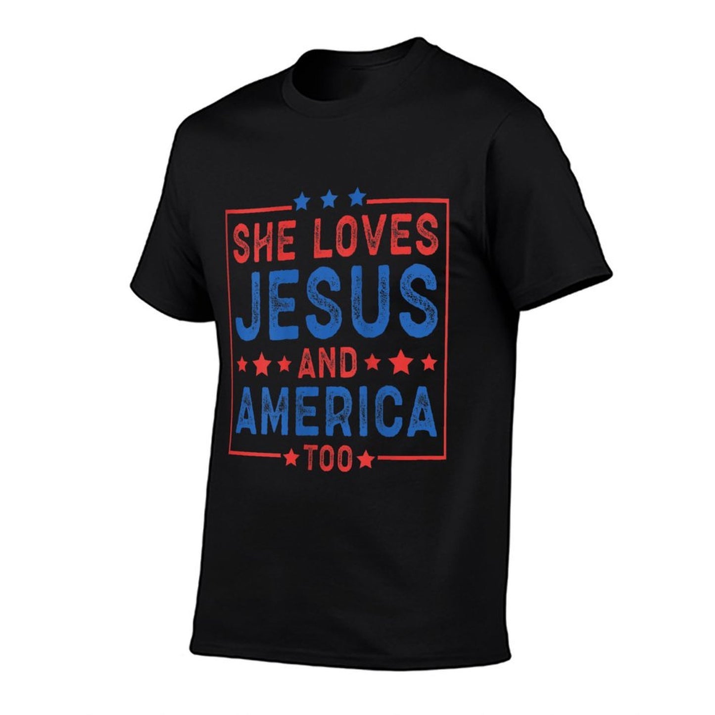 Womens She Loves Jesus And America Too Women USA  Slim-fit Cut T-Shirt