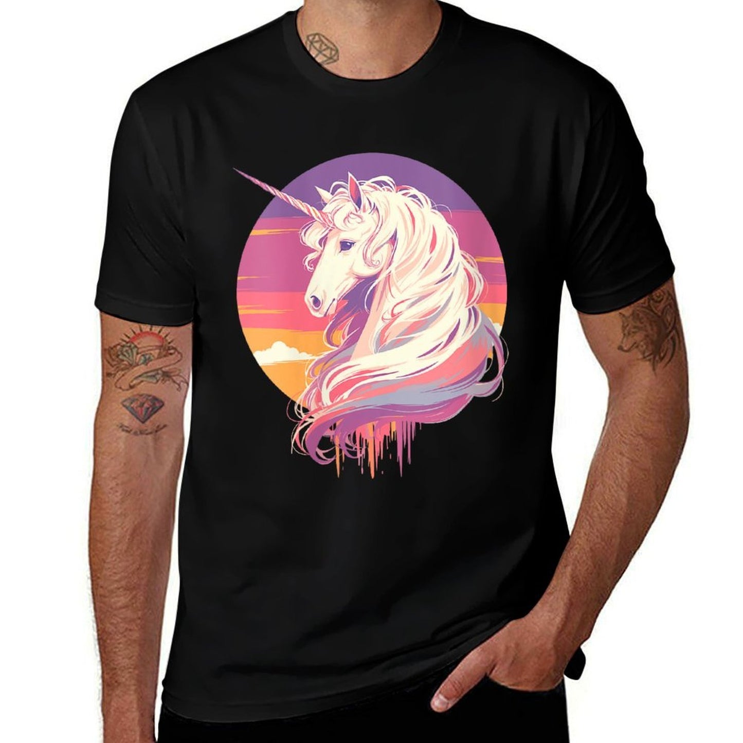 Womens Majestic Sunset Unicorn Art Mystical Creature Fantasy  Trendy Pattern T-Shirt