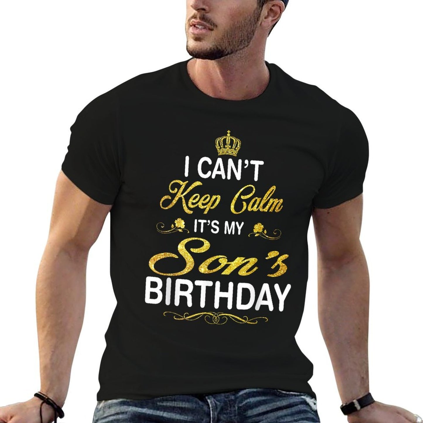 Vintage I Can't Keep Calm It's My Son's Birthday  Oversized Silhouette T-Shirt