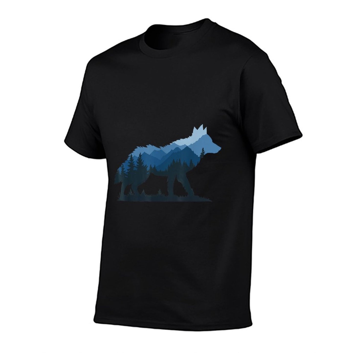 Wildlife Animal Hiker Camper Wolf Forest Nature - Mens Black Small Crew Neck Classic Fit Modern Classic Lightweight Imported Cot  Graphic-printed T-Shirt