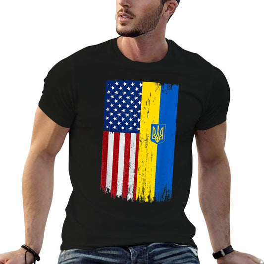 Ukrainian American Lover USA Ukraine Pride Ukrainian  Cotton T-Shirt