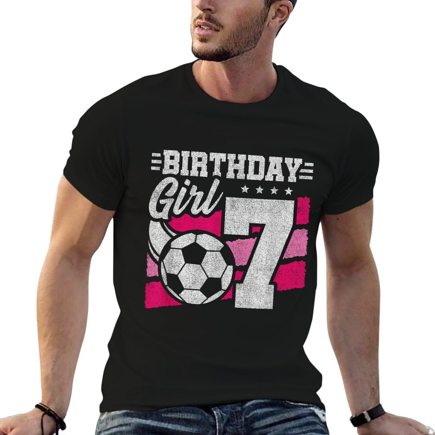 7 Year Old Soccer Birthday - Girls 7th Birthday Soccer  Slim-fit Cut T-Shirt