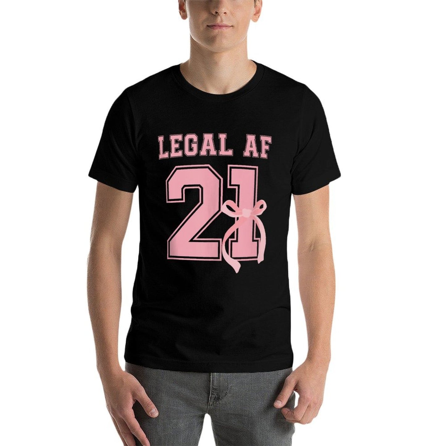21 Legal AF 21st Birthday Decorations Coquette Bow Ribbon  Heathered Texture T-Shirt