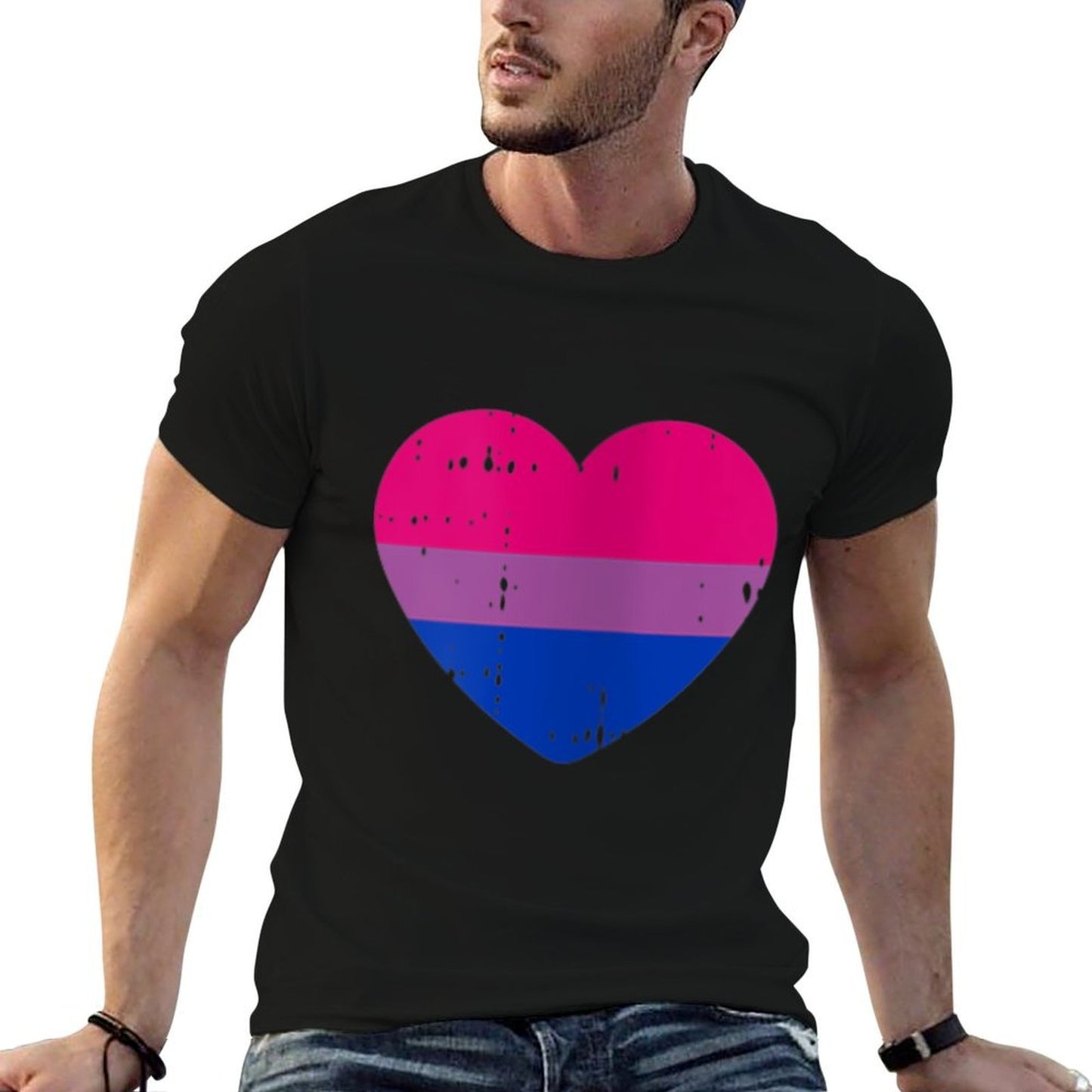 Womens Bisexual Heart Pocket LGBT-Q Gay Pride Love Men Women  Wrinkle-resistant T-Shirt