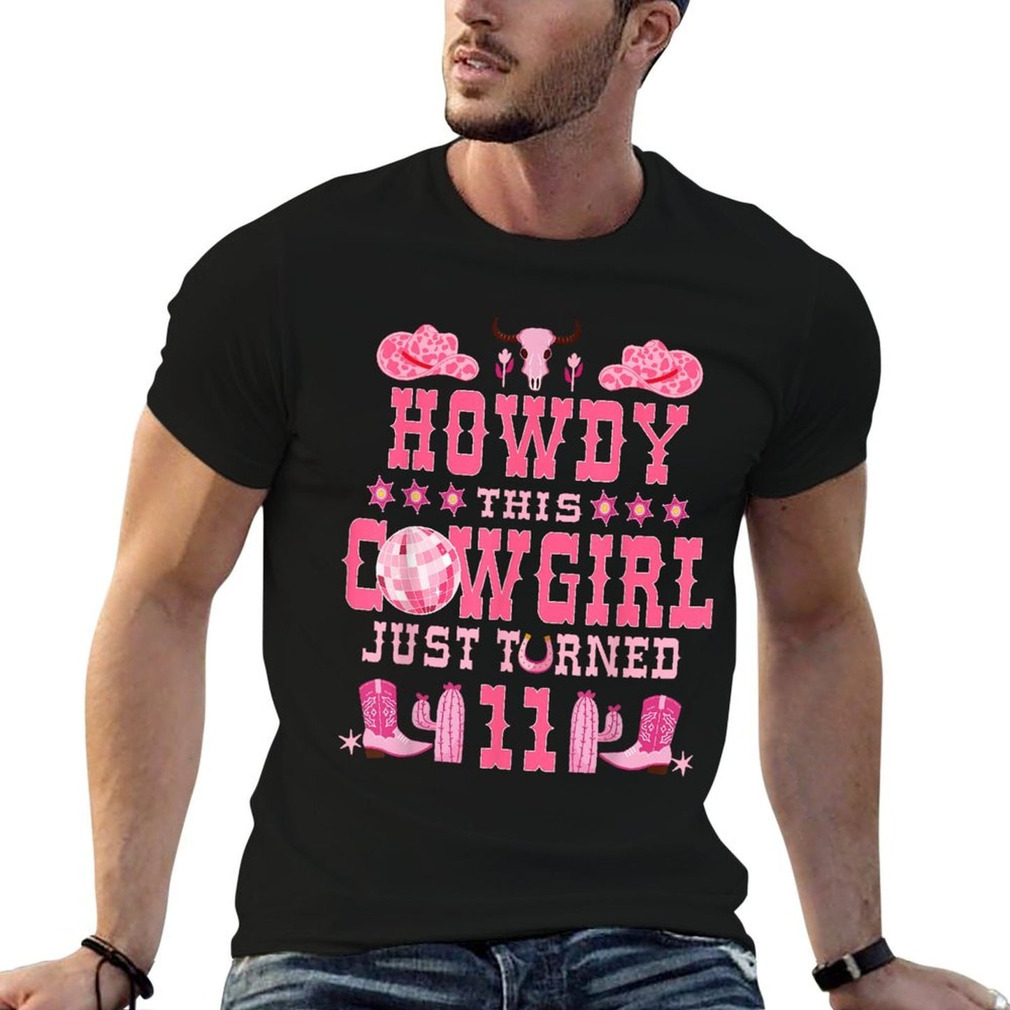 11yr Birthday Cowgirl Western 11Years Old Girl 11th Birthday  Wrinkle-resistant T-Shirt