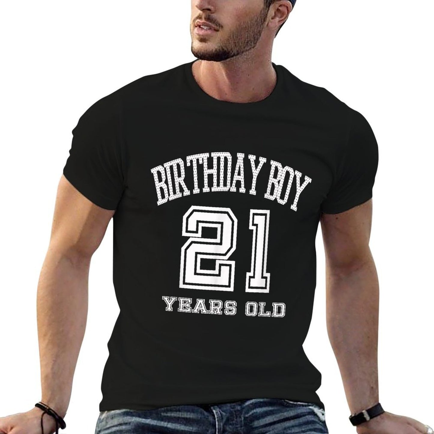 21st Birthday 21 Yrs Years Old Birthday Boy Varsity T-shirt  High-quality Stitching T-Shirt