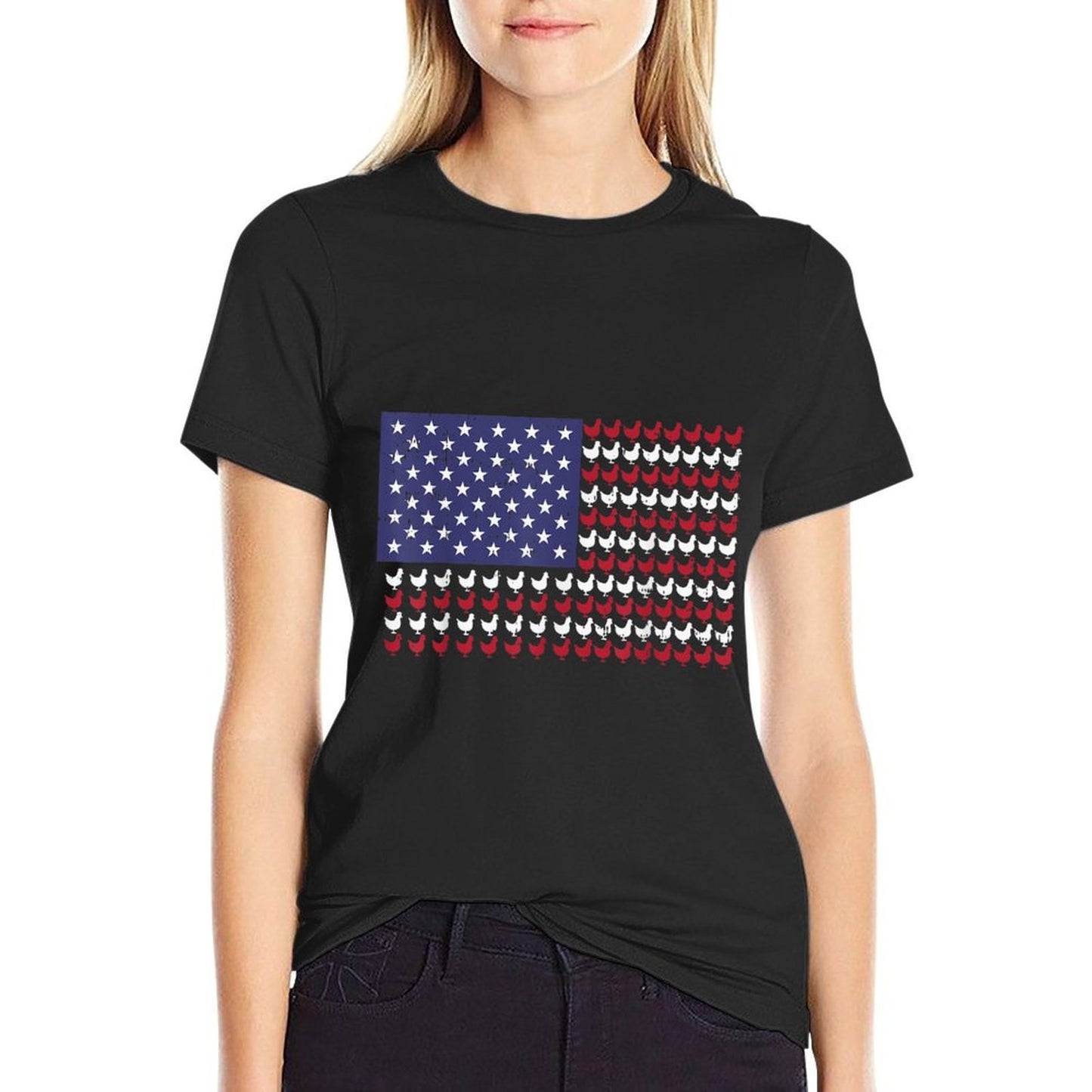 4th Of July US Chickens Farm Patriotic Men Women Kids  Quick-drying T-Shirt