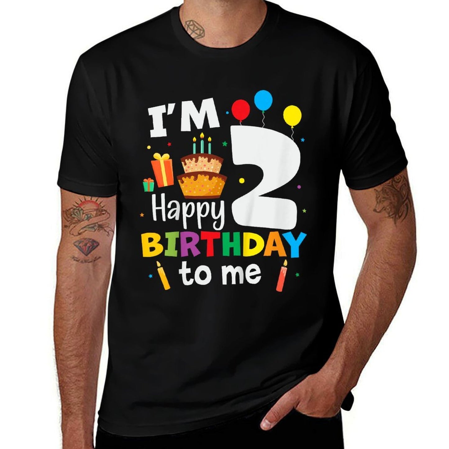 2nd Birthday Three 2yr Happy Birthday Girl & Boy 2 Years Old  Cotton T-Shirt